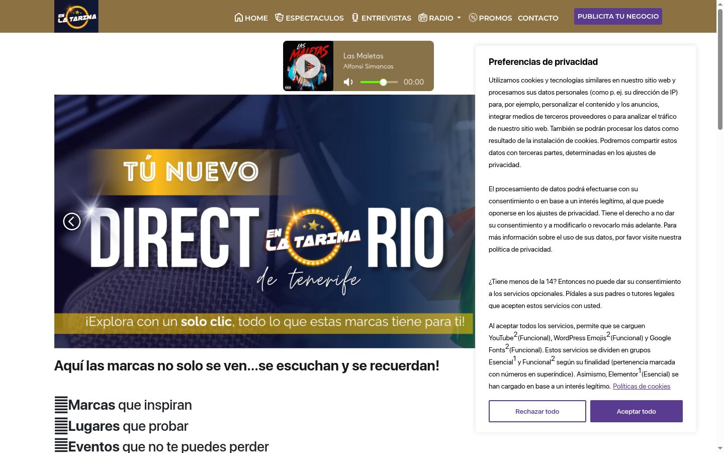 Screenshot tal-banner tal-kunsens muri qabel kwalunkwe interazzjoni