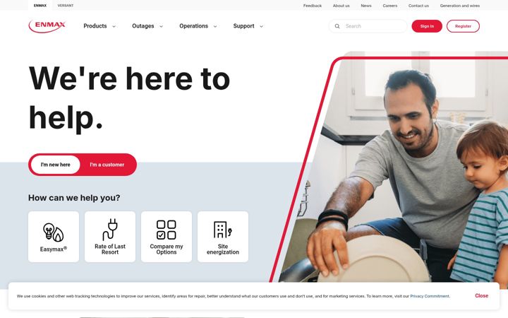 Skärmbild av enmax.com