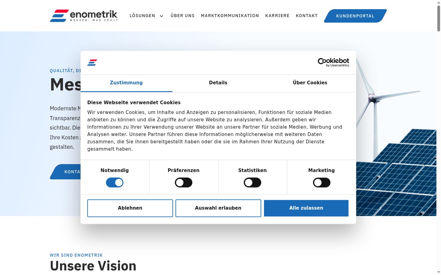 Skärmbild av samtyckesbannern som visades före någon interaktion