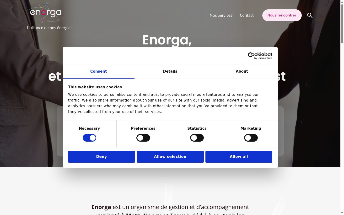 Screenshot del banner di consenso mostrato prima di qualsiasi interazione