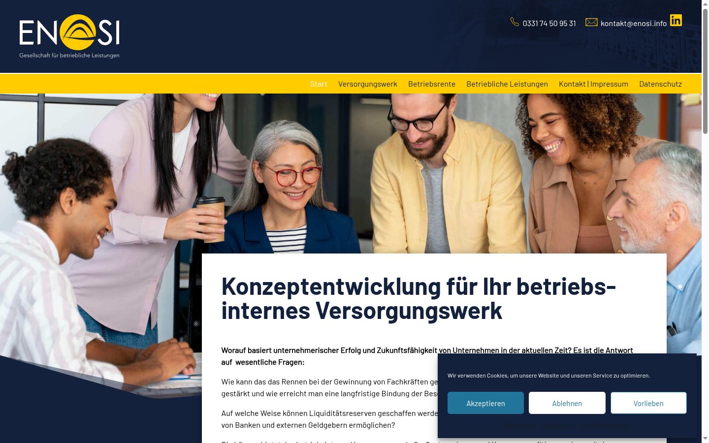 Screenshot des Einwilligungsbanners vor jeglicher Interaktion