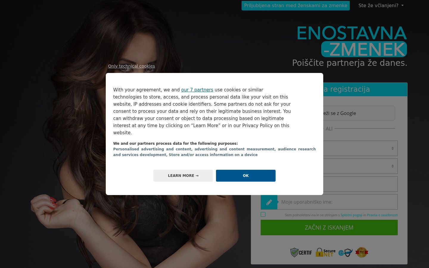 Screenshot of the consent banner shown before any interaction