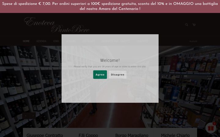 Screenshot of enotecapuntobereonline.myshopify.com