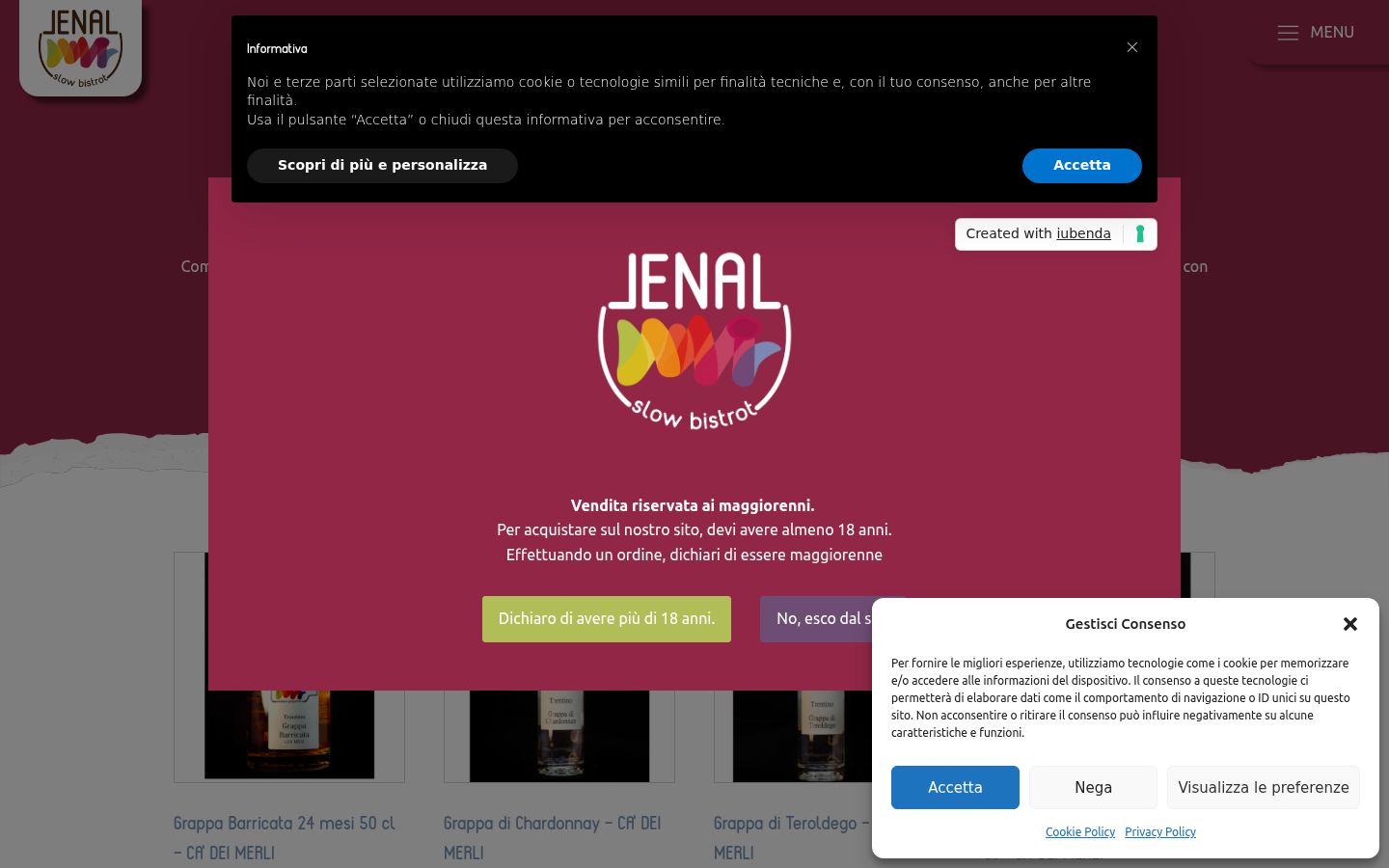 Screenshot del banner di consenso mostrato prima di qualsiasi interazione
