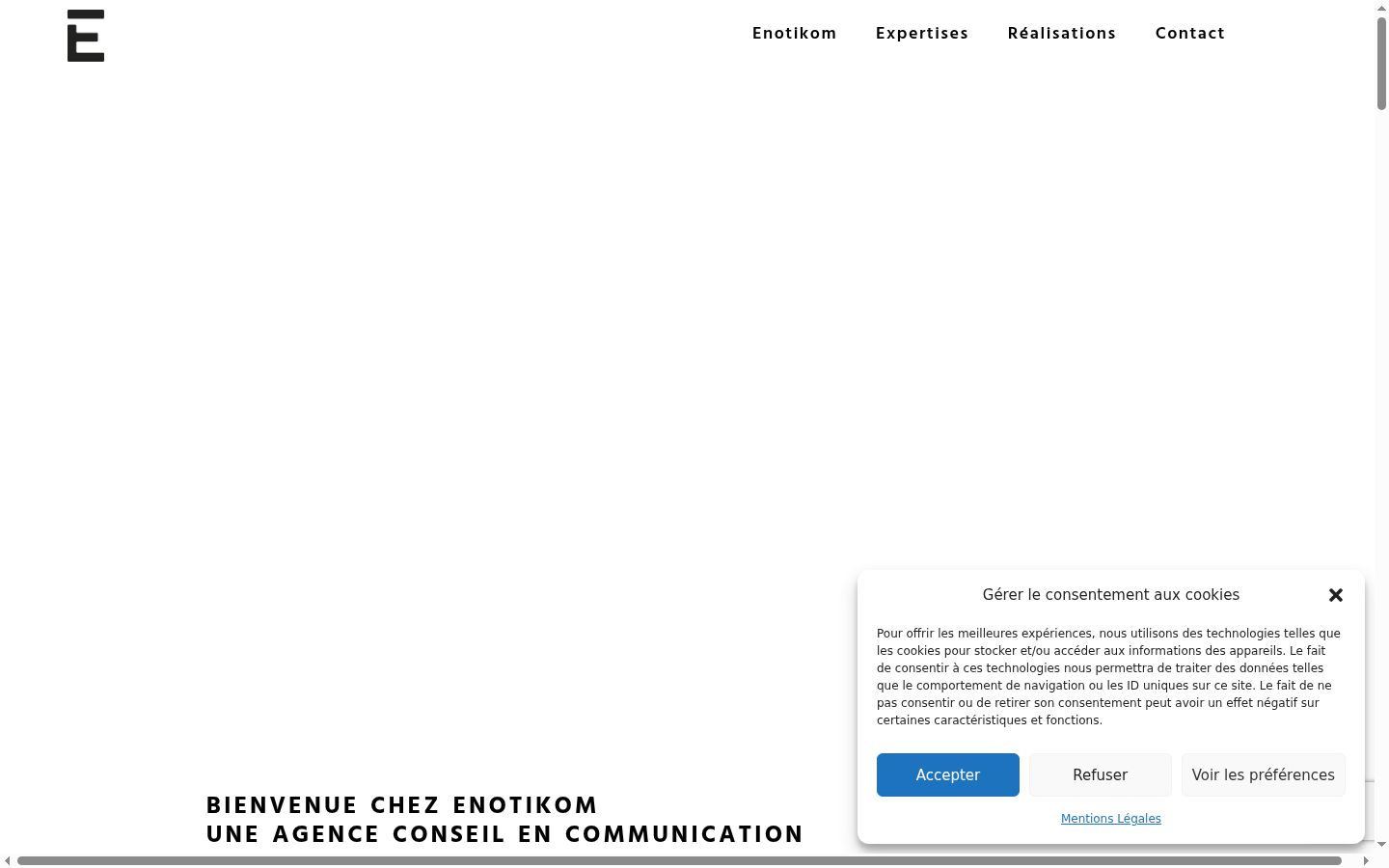 Screenshot del banner di consenso mostrato prima di qualsiasi interazione