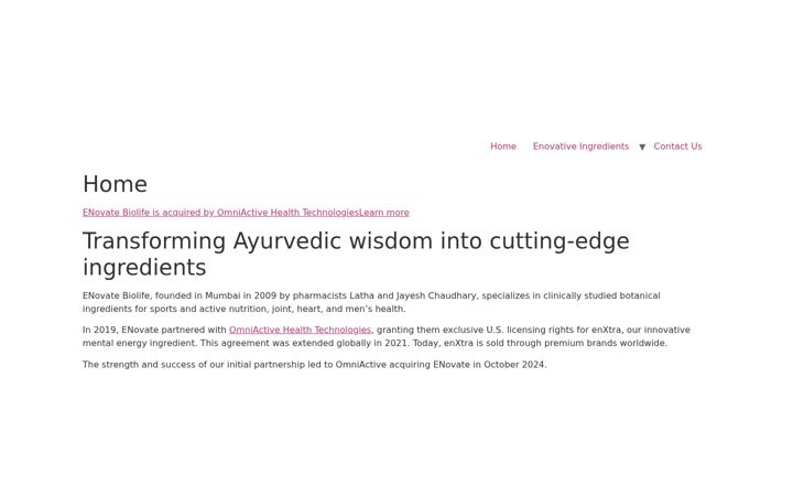 Screenshot of enovatebiolife.com