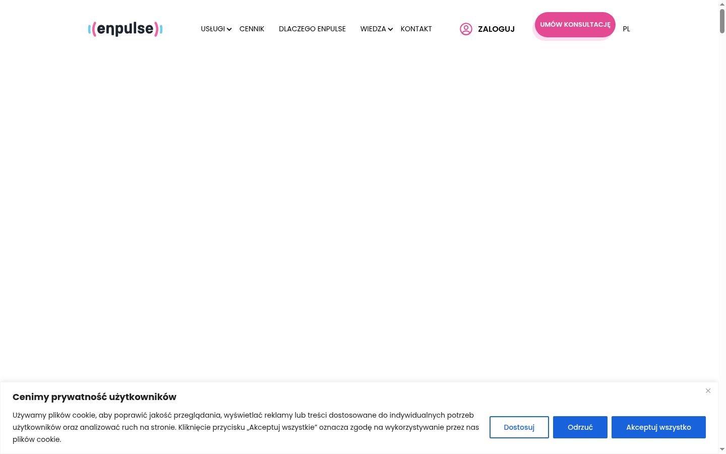 Zrzut ekranu banera zgody wyświetlanego przed jakąkolwiek interakcją