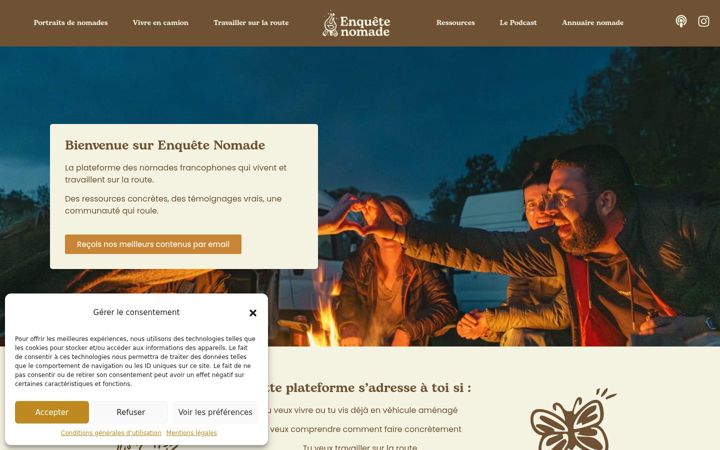 Screenshot of enquetenomade.fr