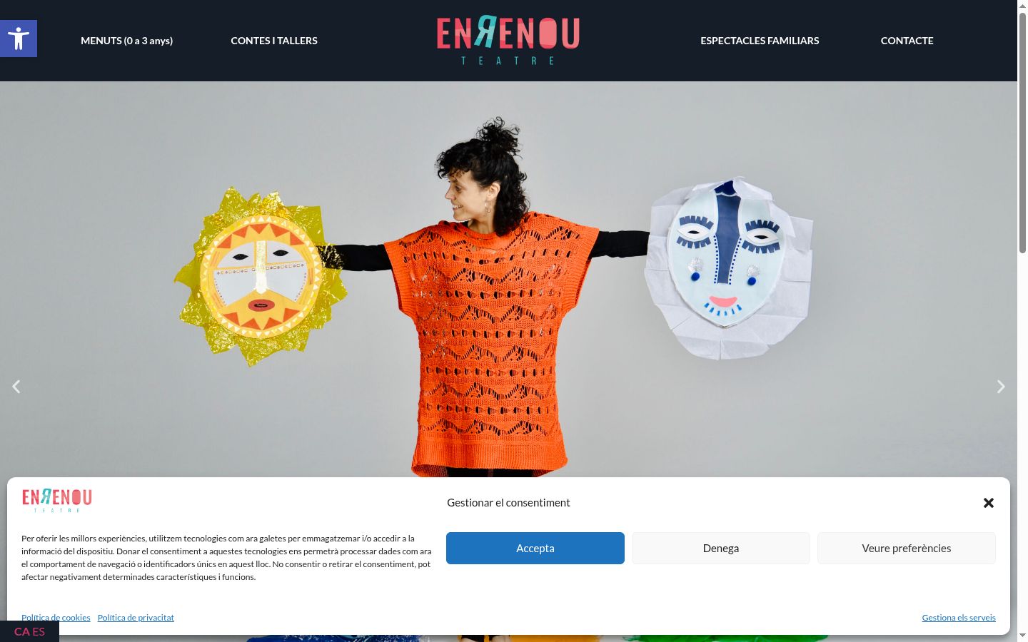 Ekrānuzņēmums ar piekrišanas baneri, kas tika rādīts pirms jebkādas mijiedarbības