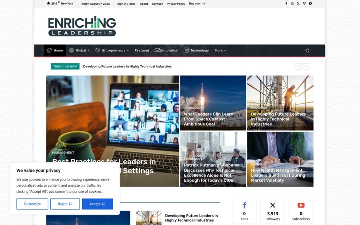 Screenshot of enrichingleadership.com