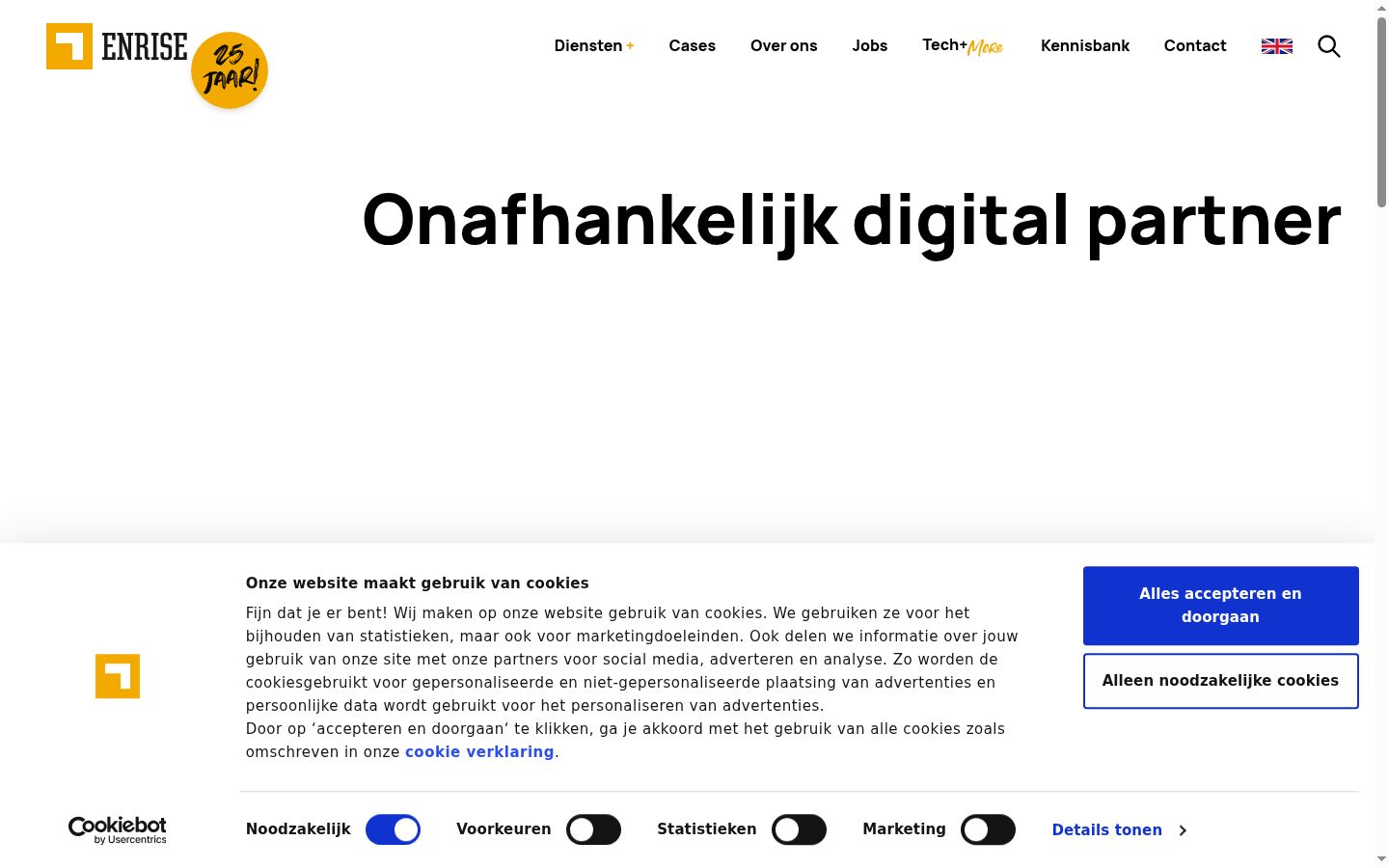 Snímka obrazovky banera súhlasu zobrazeného pred akoukoľvek interakciou