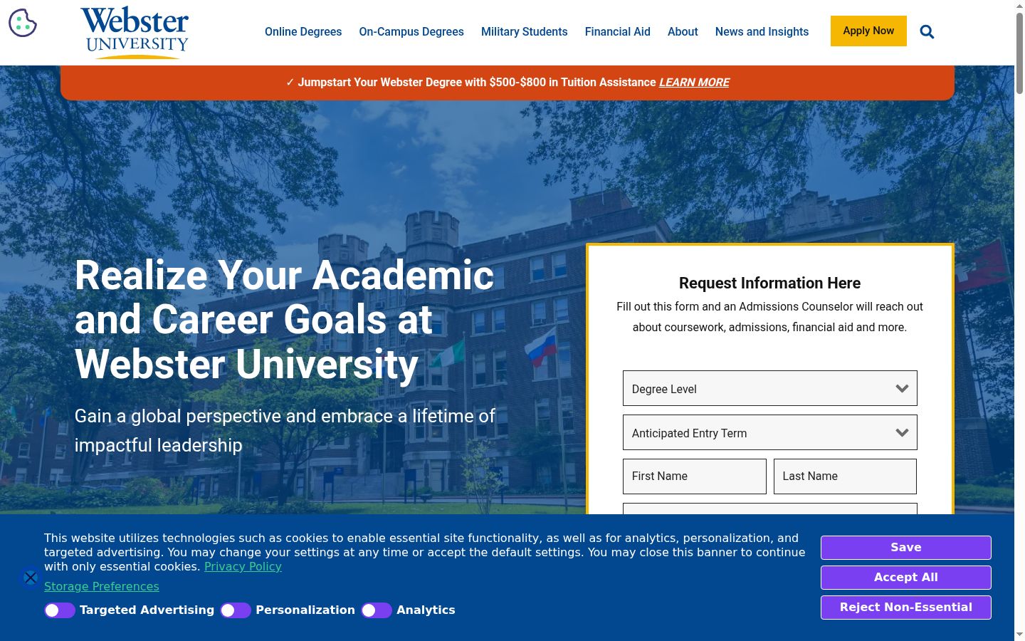 Screenshot of the consent banner shown before any interaction