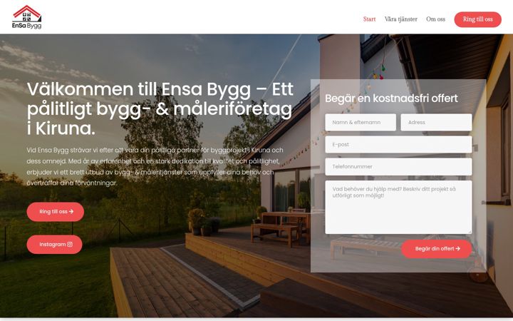 Skærmbillede af ensabygg.se