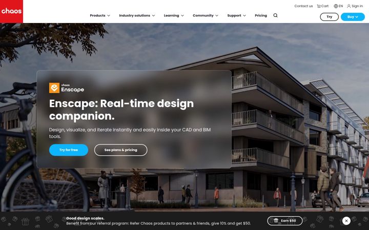 Posnetek zaslona enscape3d.com
