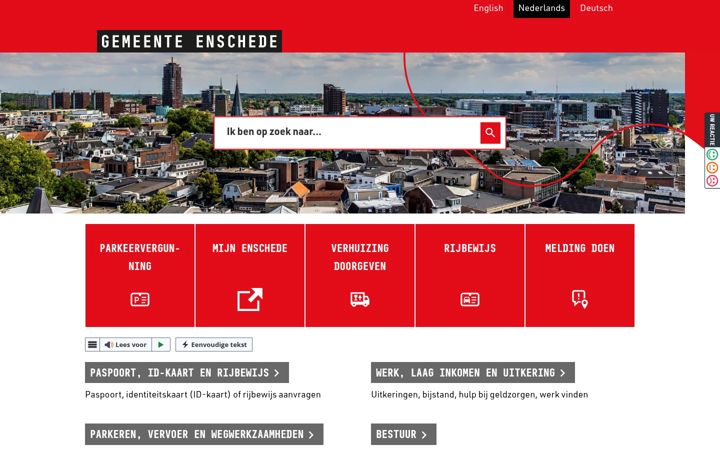 Posnetek zaslona enschede.nl