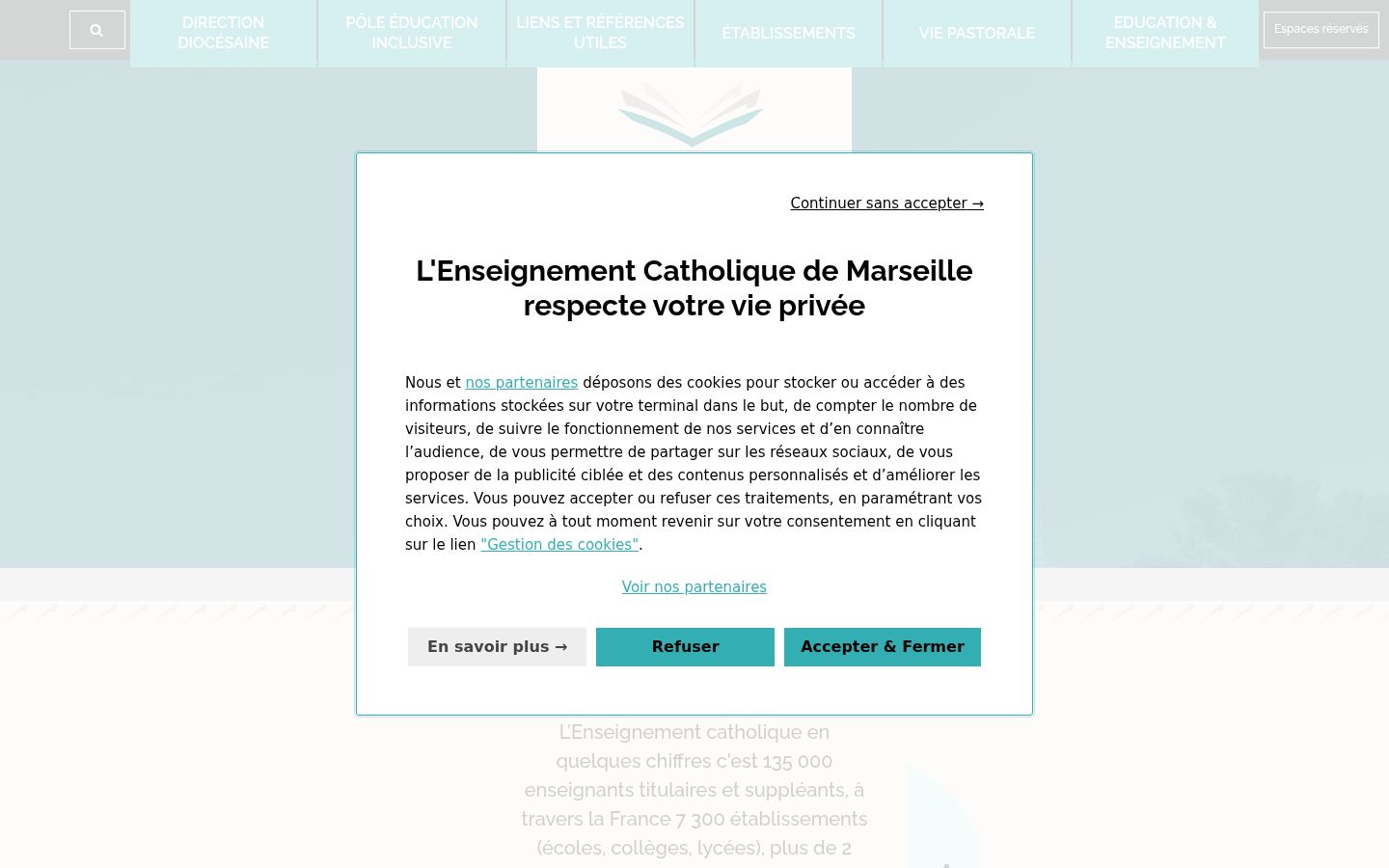 Screenshot del banner di consenso mostrato prima di qualsiasi interazione