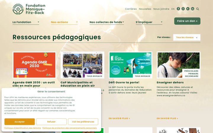 Captura de ecrã de ensemblealecole.ca