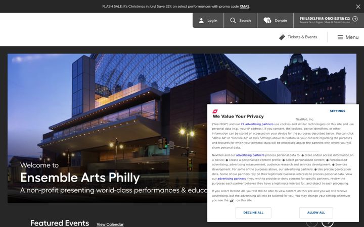 Zrzut ekranu ensembleartsphilly.org