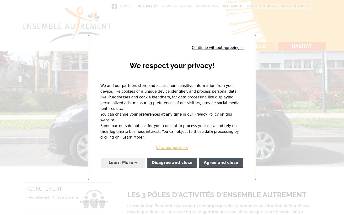 Screenshot del banner di consenso mostrato prima di qualsiasi interazione