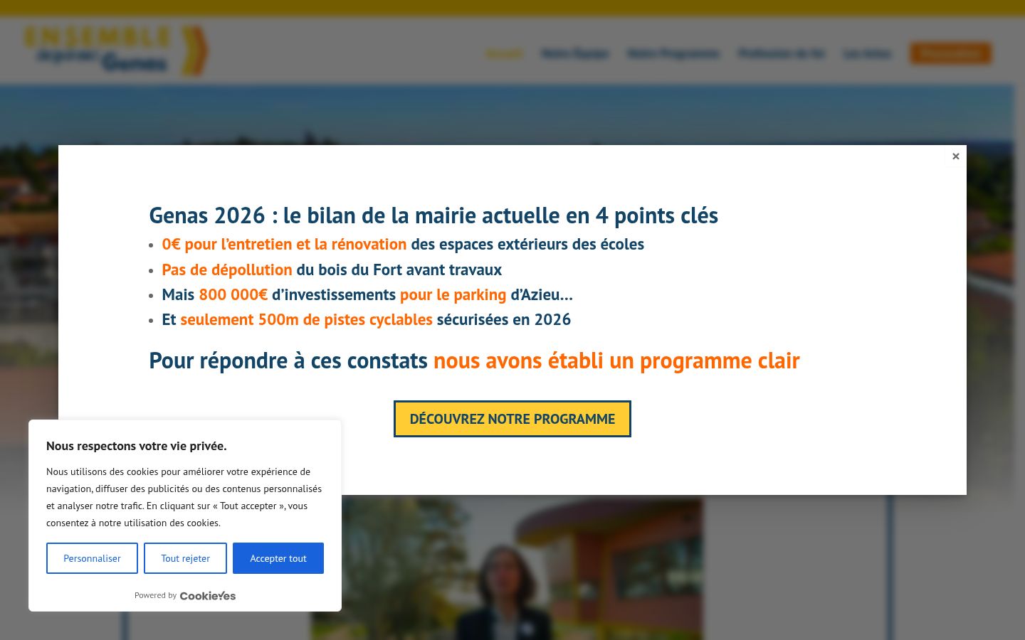 Screenshot del banner di consenso mostrato prima di qualsiasi interazione
