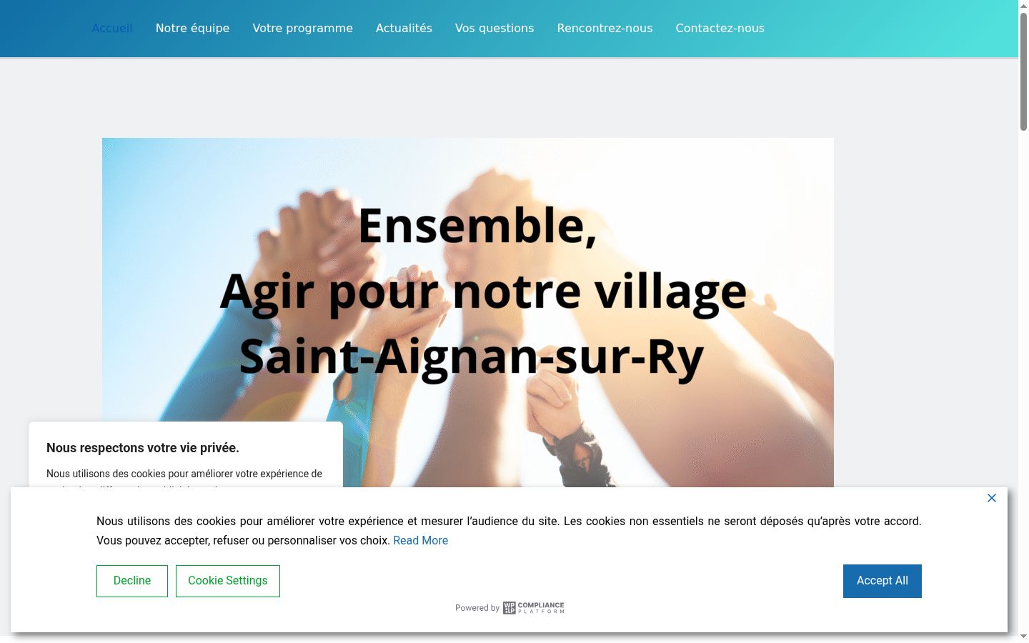 Screenshot del banner di consenso mostrato prima di qualsiasi interazione
