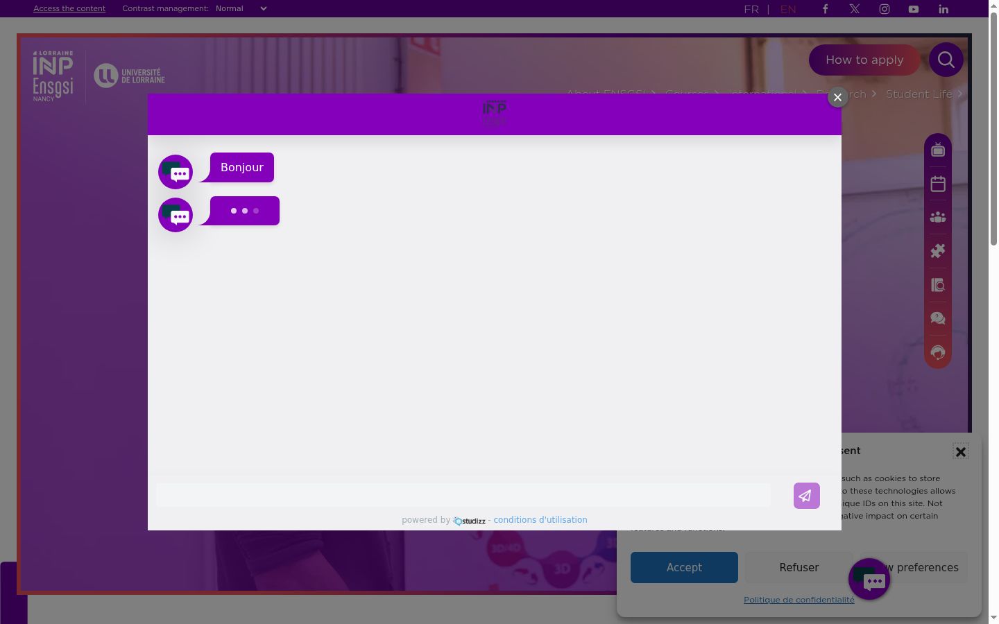 Screenshot del banner di consenso mostrato prima di qualsiasi interazione