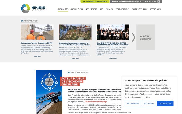 Screenshot di ensis-groupe.fr