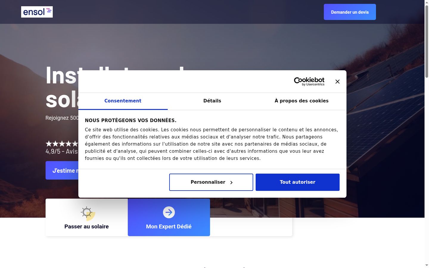 Screenshot of the consent banner shown before any interaction