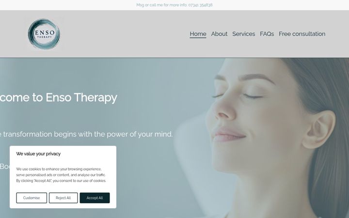 Screenshot von ensotherapy.co.uk