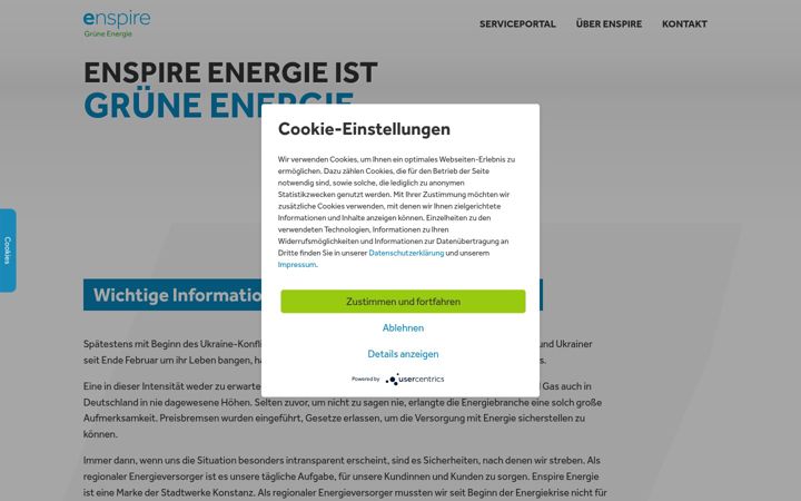 Screenshot von enspire-energie.de