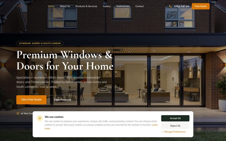 Screenshot stránky ensurewindows.co.uk
