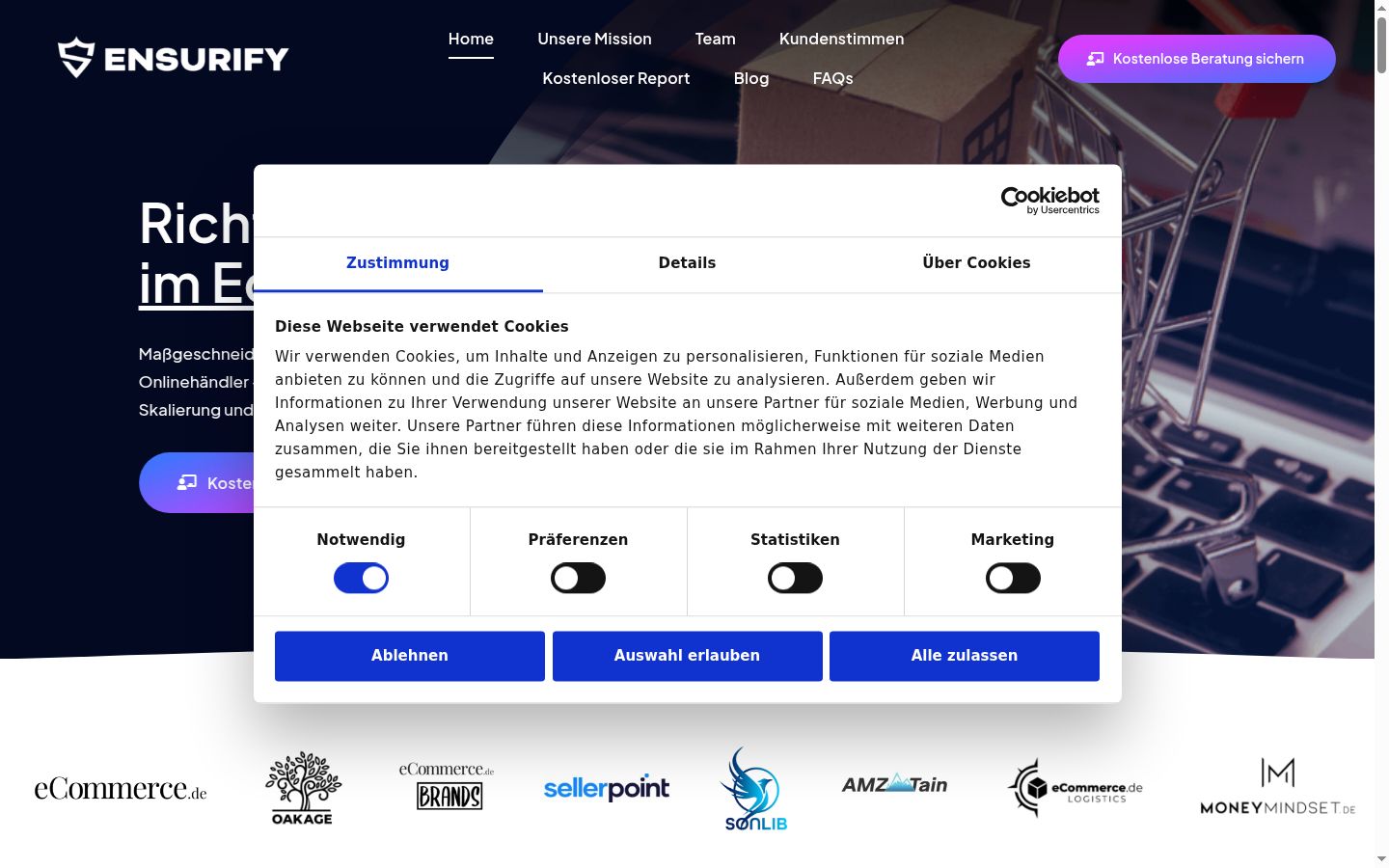 Sutikimo reklamjuostės, rodytos prieš bet kokią sąveiką, ekrano kopija