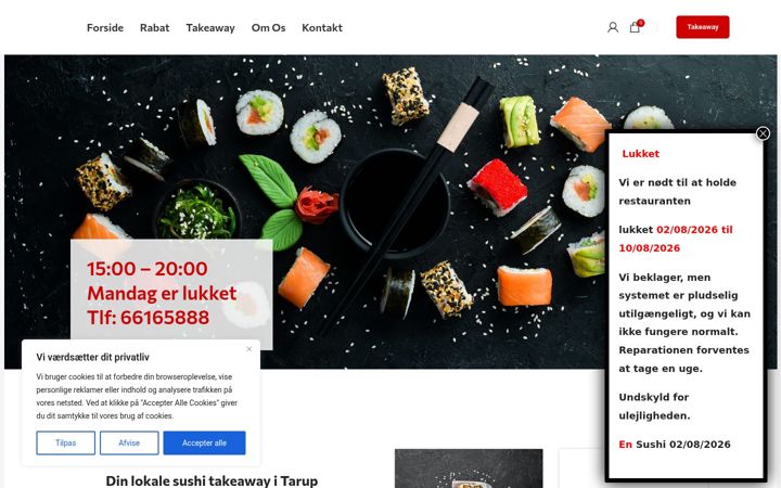 Screenshot stránky ensushi.dk