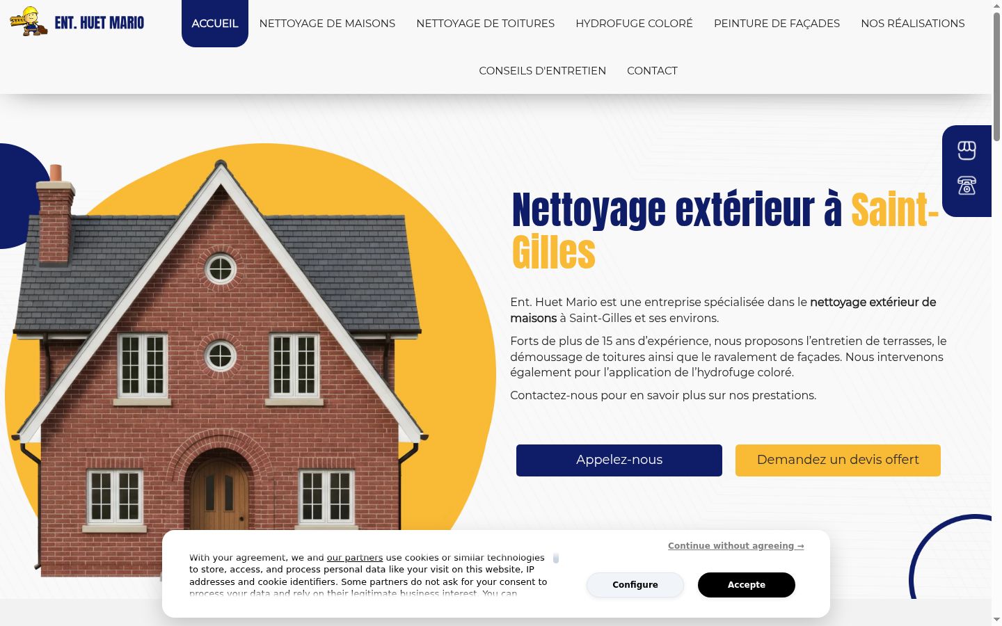 Képernyőkép a bármilyen interakció előtt megjelenő hozzájárulási bannerről