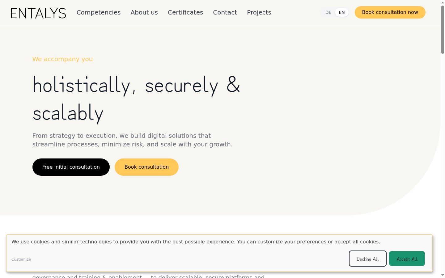 Screenshot del banner di consenso mostrato prima di qualsiasi interazione