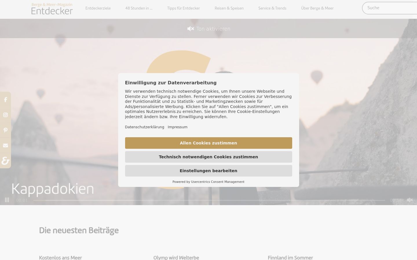 Screenshot tal-banner tal-kunsens muri qabel kwalunkwe interazzjoni