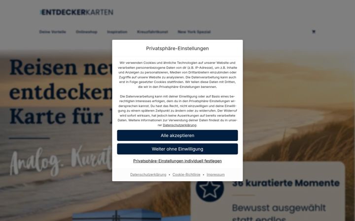 Screenshot von entdeckerkarten.de