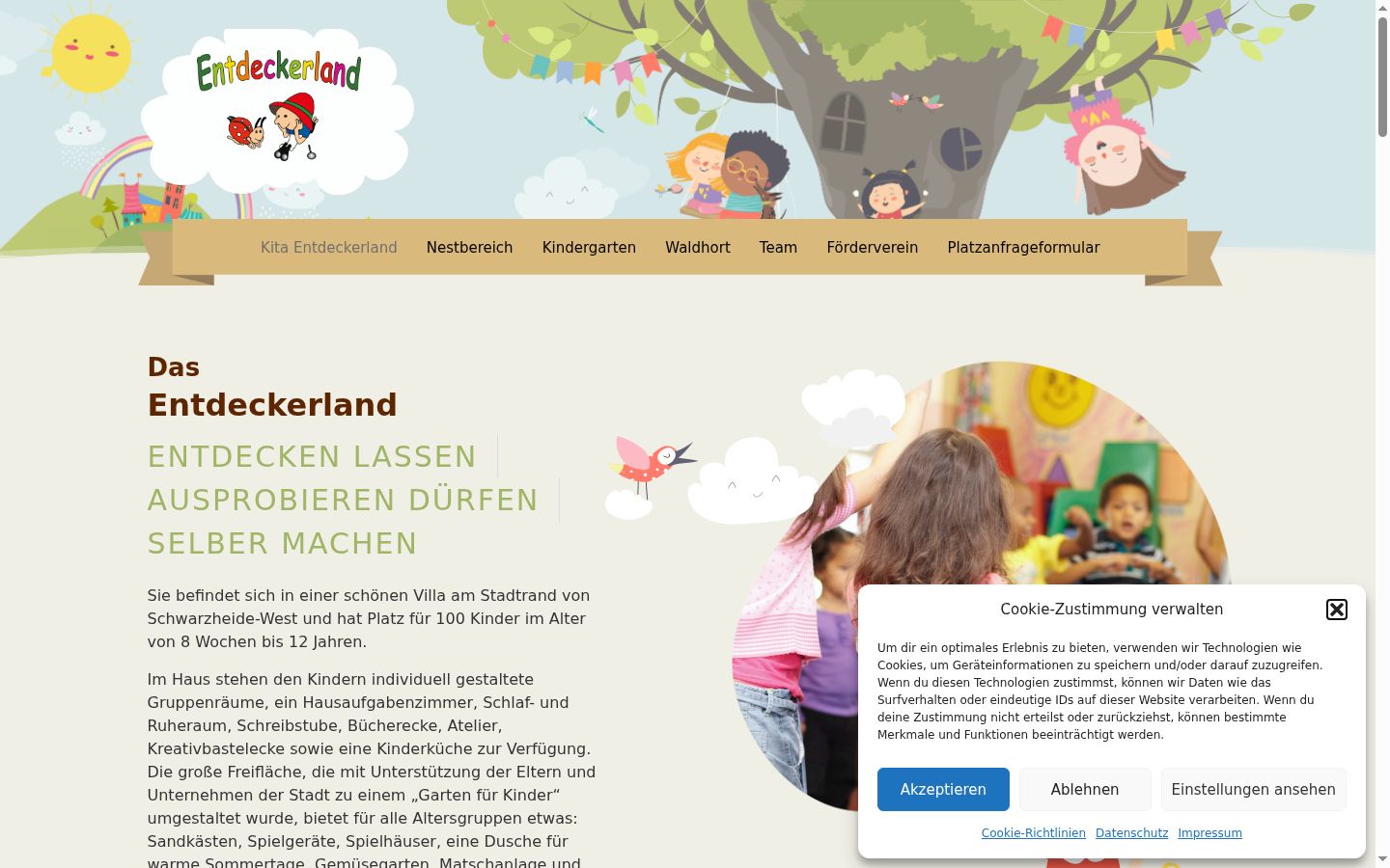 Screenshot des Einwilligungsbanners vor jeglicher Interaktion