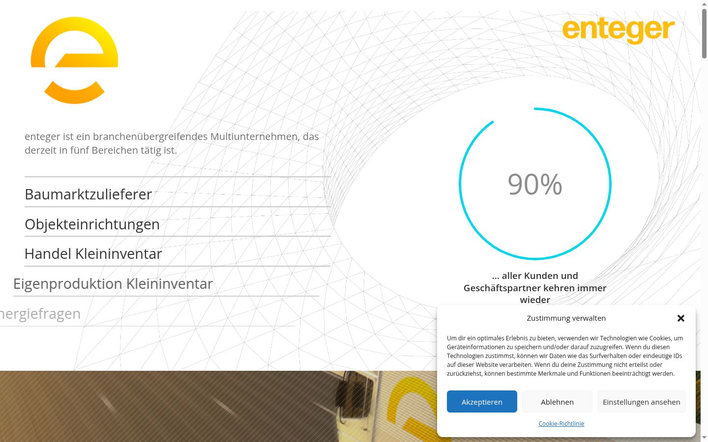 Screenshot del banner di consenso mostrato prima di qualsiasi interazione