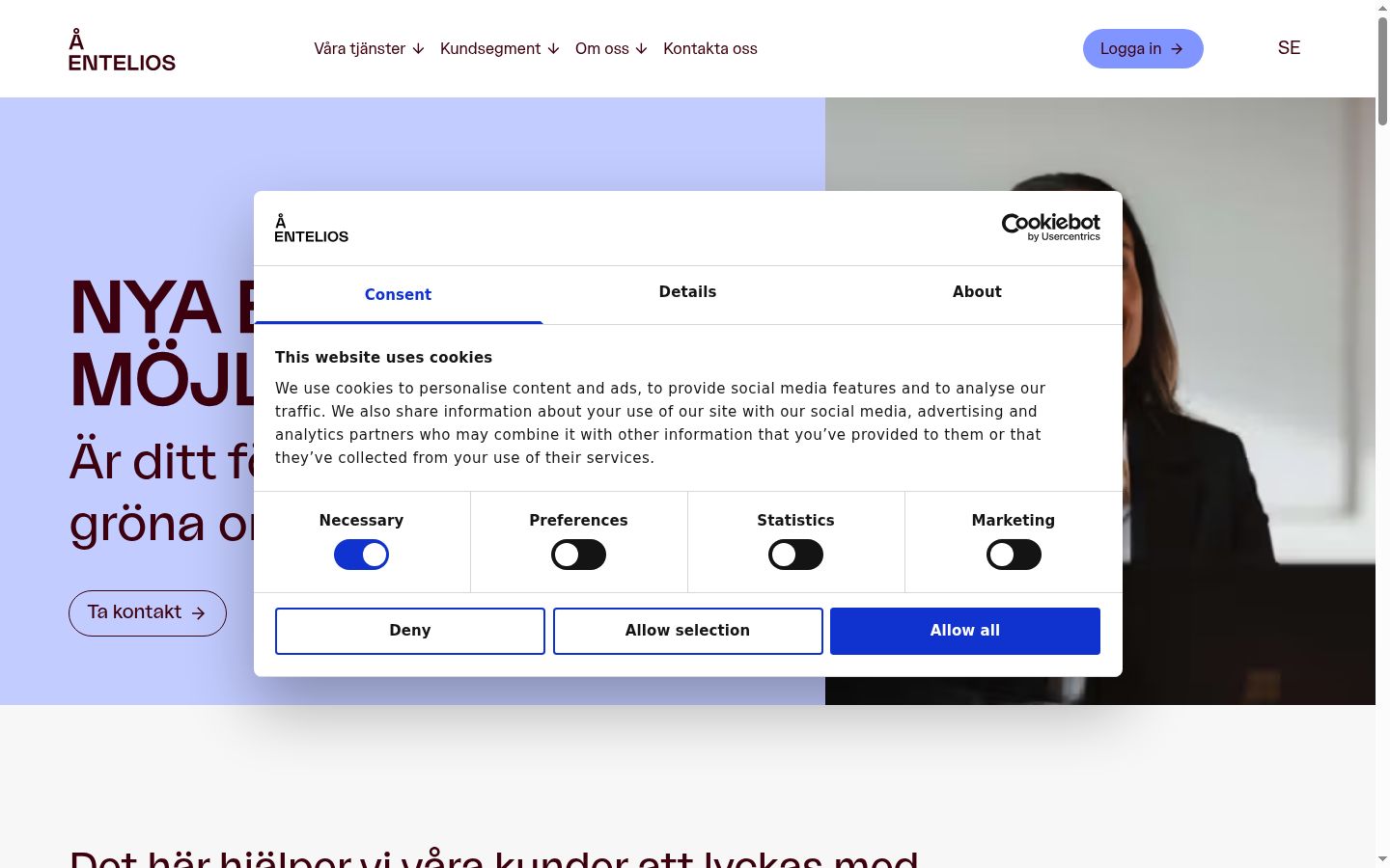 Screenshot des Einwilligungsbanners vor jeglicher Interaktion