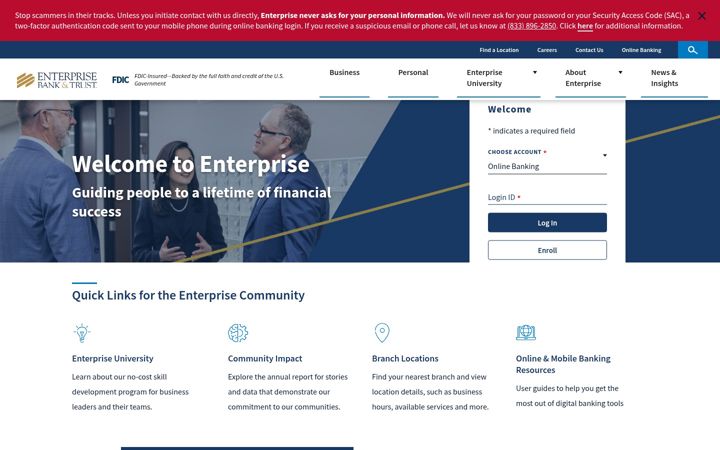 Screenshot of enterprisebank.com
