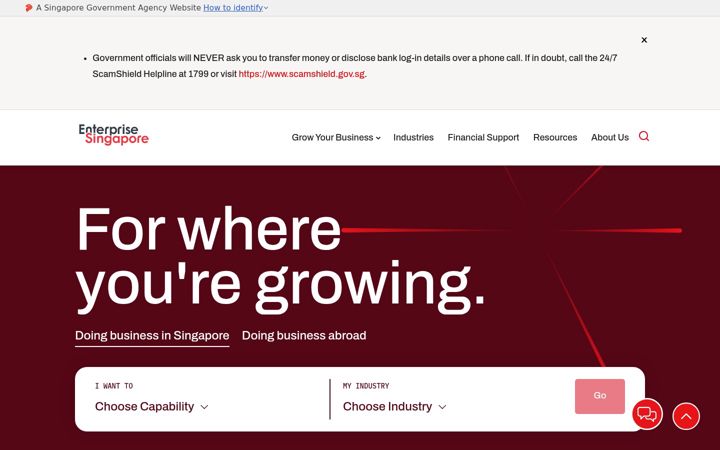 Screenshot of enterprisesg.gov.sg