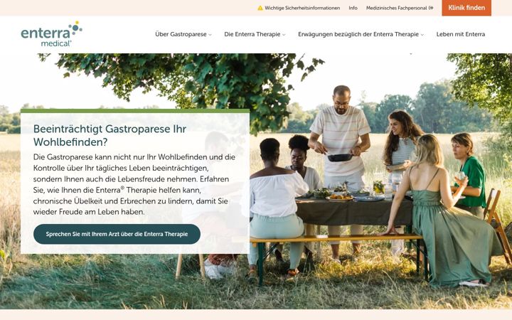 Screenshot von enterramedical.de