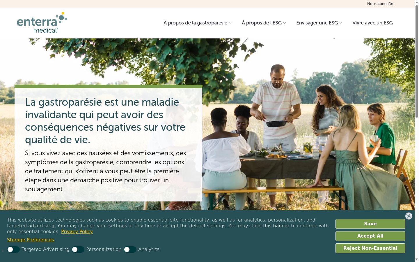 Capture d'écran de la bannière de consentement affichée avant toute interaction