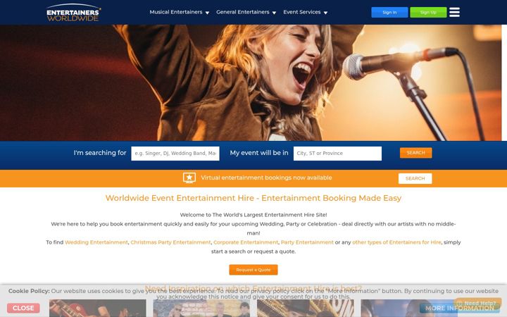 Screenshot of entertainersworldwide.com