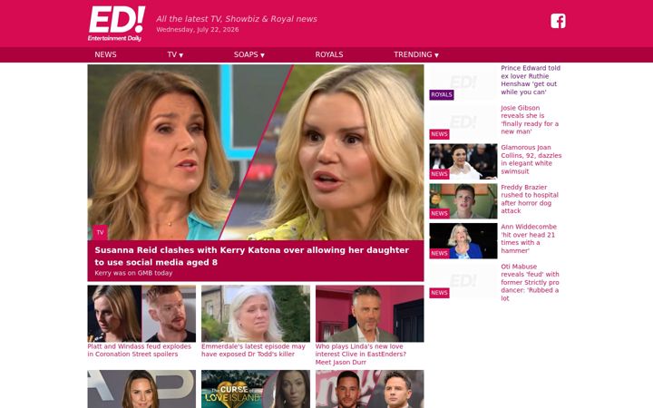 Screenshot of entertainmentdaily.co.uk