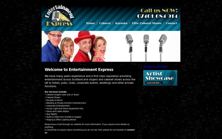 Screenshot of entertainmentexpressuk.com