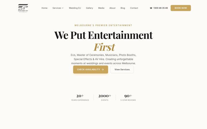 Screenshot ta' entertainmentfirst.com.au