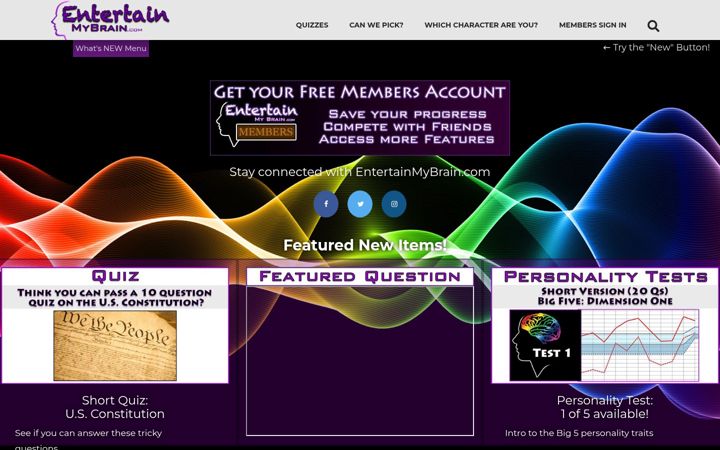 Screenshot of entertainmybrain.com
