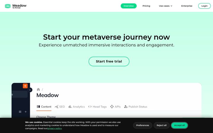 Screenshot of enterthemeadow.com